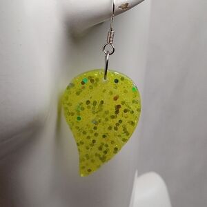Hand Crafted Yellow and Silver Leaf Earrings